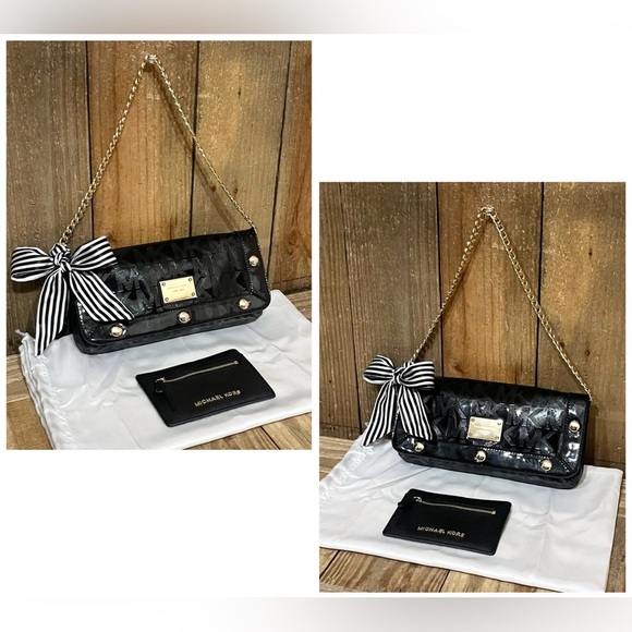 Michael Kors. 5 Piece: Delancy Clutch & Free Watch, Card Case, Twilly & Dust Bag - Picture 4 of 16